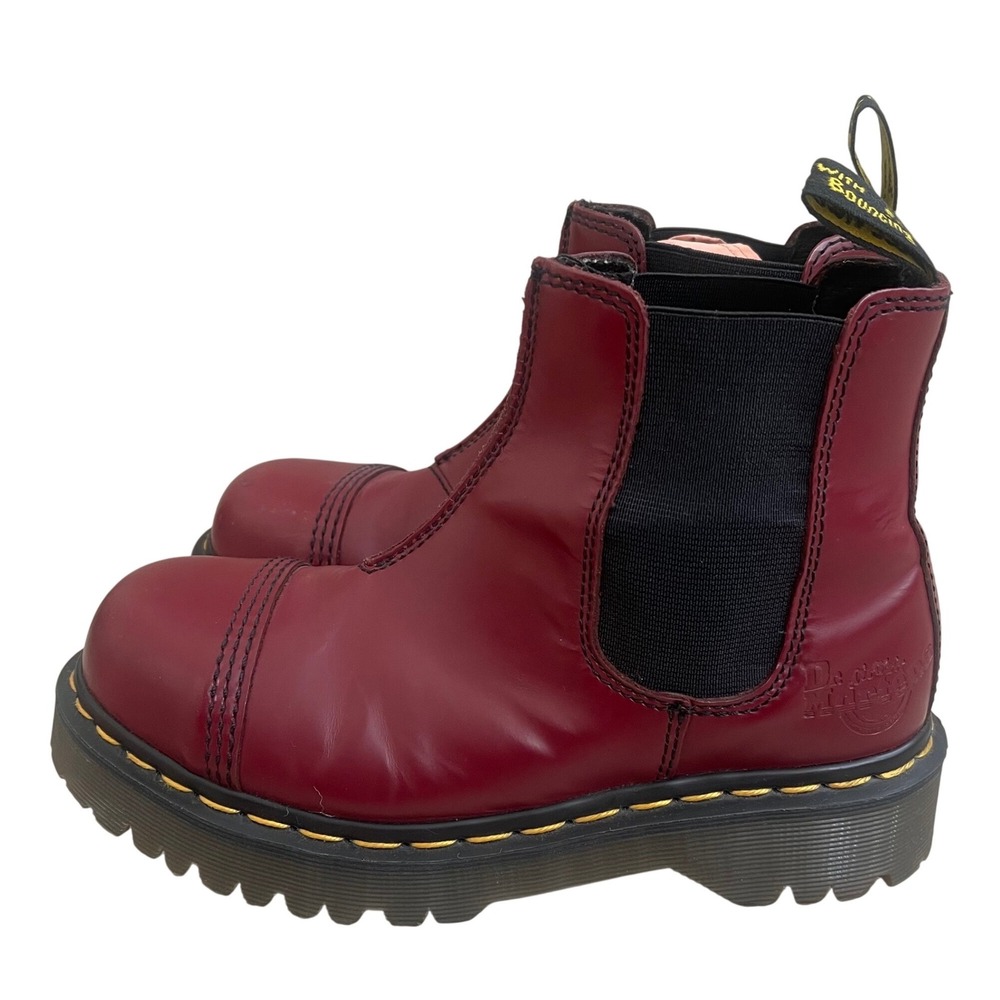Dr Martens 2A43 Max Platform Chelsea Boots Cherry Red Leather MADE ENGLAND US 6